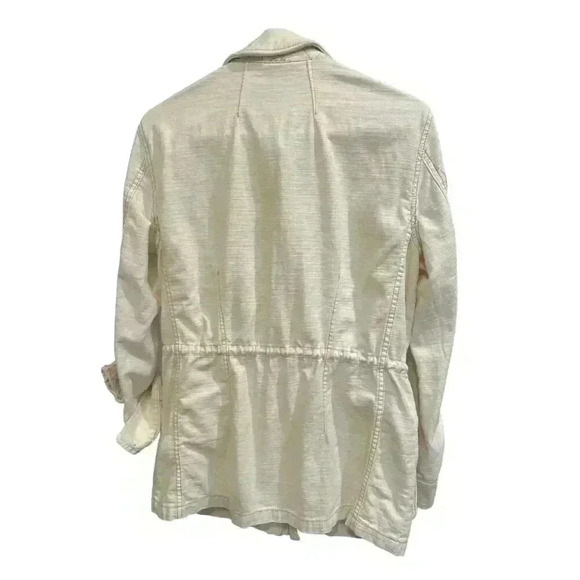 Free People Military Button and Zip Up Winter Jacket in Ivory, Size SP, NWT - Picture 8 of 12